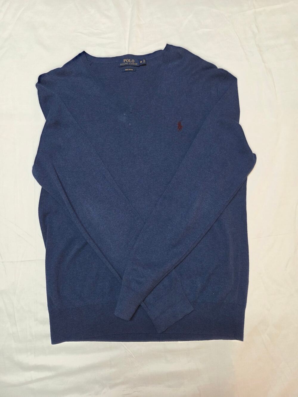 Ralph Lauren Men's Navy Crewneck Sweater with Maroon Pony